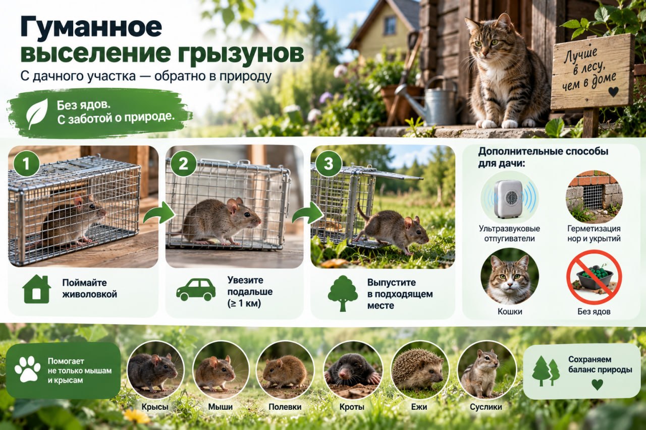 Гуманное выселение мышей и крыс с дачного участка и из хозяйственных построек